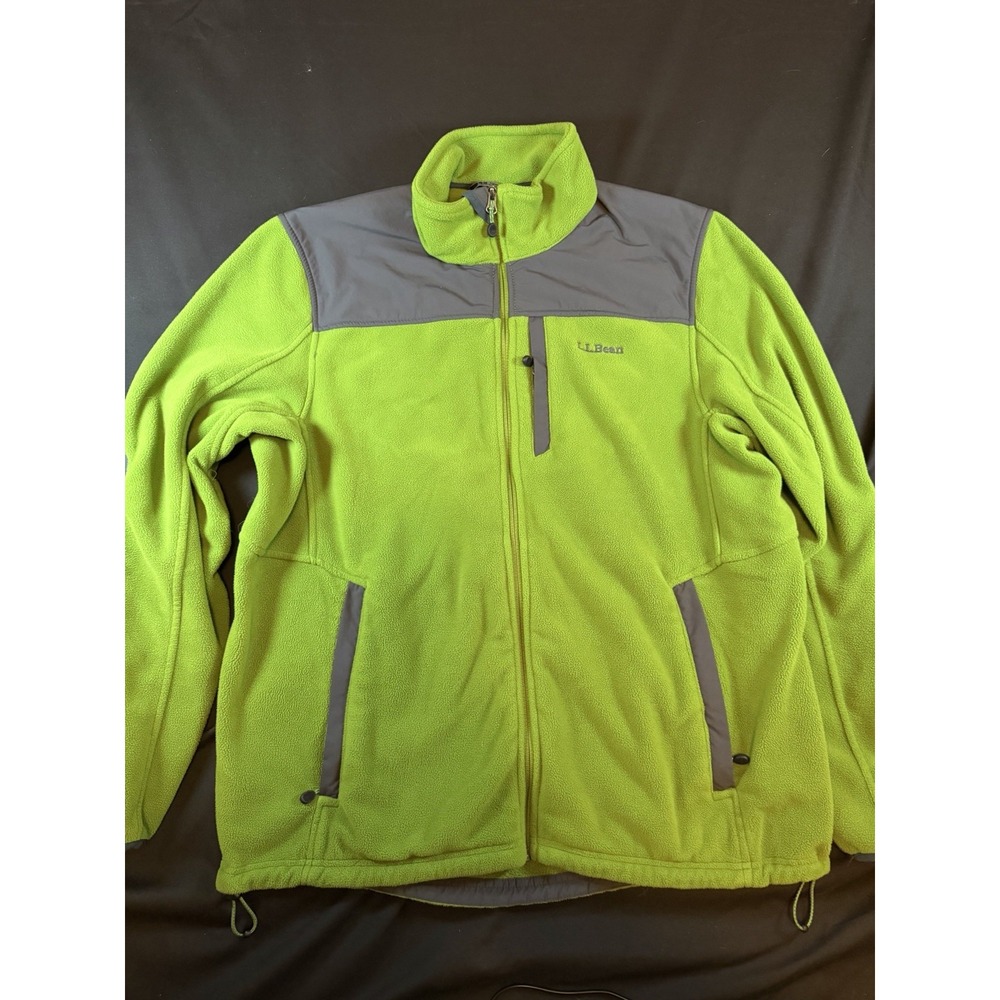 L.L. Bean Line Green & Grey Full Zip Fleece Jacket, L